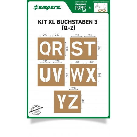 Schablonensatz KIT Buchstaben Q-Z XL